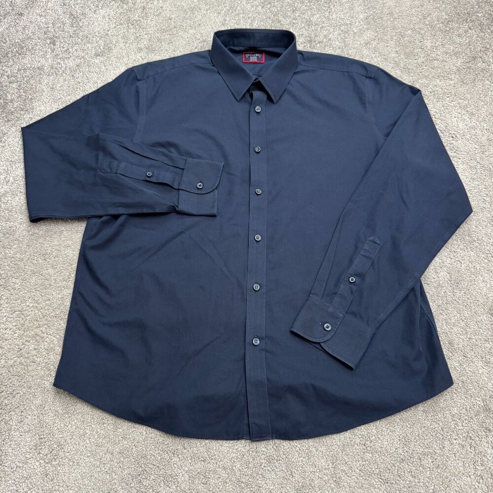 UNTUCKit Castello Wrinkle Free Cotton Button Up Dress Shirt Mens XL Navy Blue